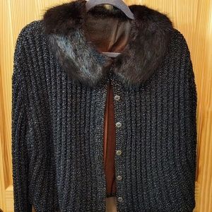 Sweater jacket with fur collar Vintage
